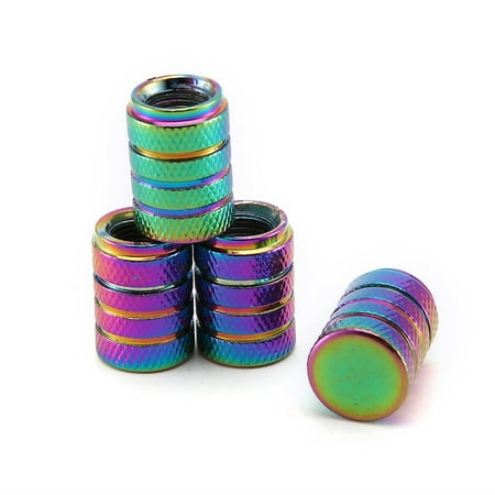 Rainbow Color 3 Groove Aluminum Style Car Wheel Tire Valve Car Wheel Valve Cover Caps Covers Motorcycle Bike Car Tires Styling Multicolor